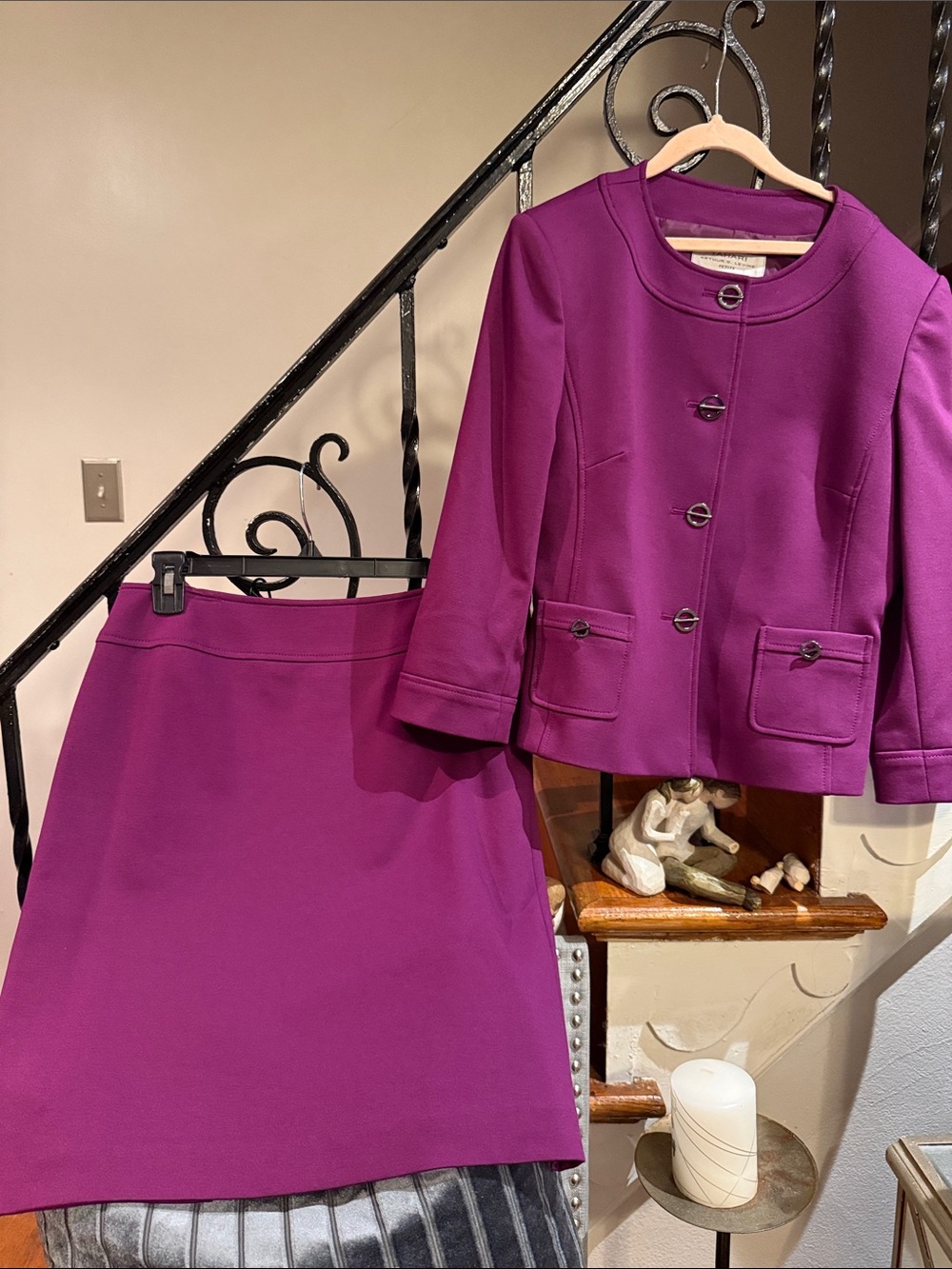 Tahari Magenta  Skirt Suit Jacket Set